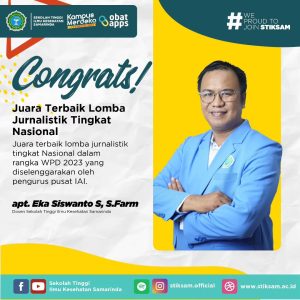 Read more about the article CONGRATULATIONS, Juara Terbaik Lomba Jurnalistik Tingkat Nasional, Bapak apt. Eka Siswanto S, S.Farm,. M.Sc.