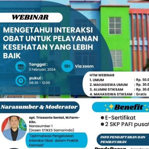 Read more about the article Webinar Dies Natalis Ke-5 STIKSAM “Mengetahui Interaksi Obat Untuk Pelayanan Kesehatan yang Lebih Baik”